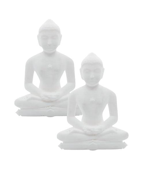 SNOOGG Pack of 2 Lord Mahavir 3D Statue in Gold Glossy Silk Sculpture is 3D Model and 5 inch Size use for Art and Craft Creation, Resin Art, DIY