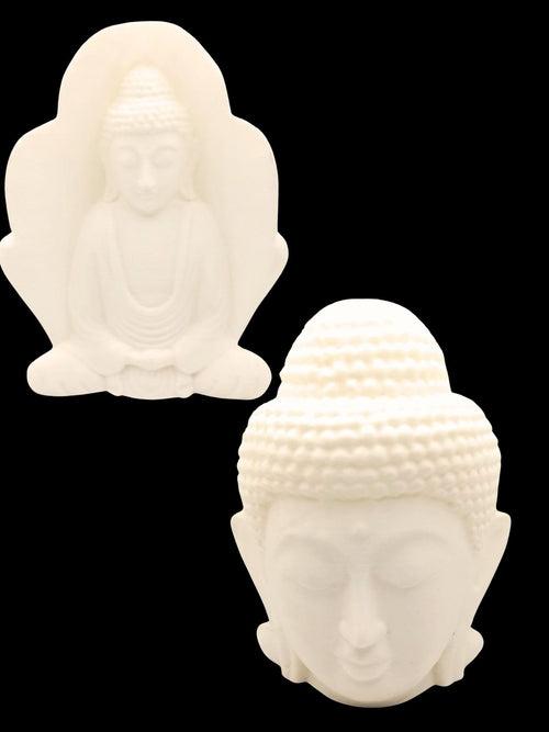 Snoogg 3D Buddha head and meditating buddha Statue for Home, Rustic Spiritual, Ready to Paint your own or use as it is for Home Décor . Unpainted DIY Arts and Crafts Mock up