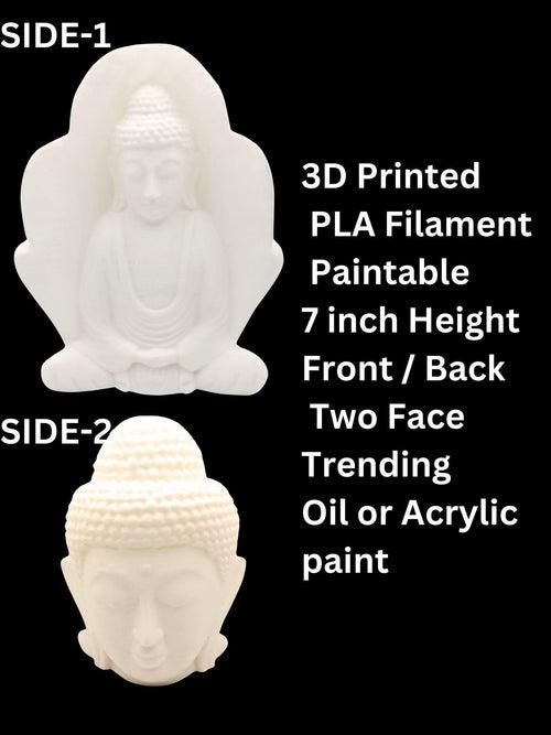 Snoogg 3D Buddha head and meditating buddha Statue for Home, Rustic Spiritual, Ready to Paint your own or use as it is for Home Décor . Unpainted DIY Arts and Crafts Mock up