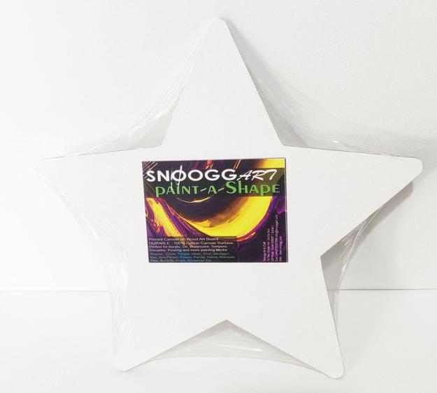 Snoogg 10 Inch 2 Pcs Paint A Shape Cotton Canvas Board Star Shaped Painting/Drawing Blank Panel for Artist Hobby Painter Students Kids