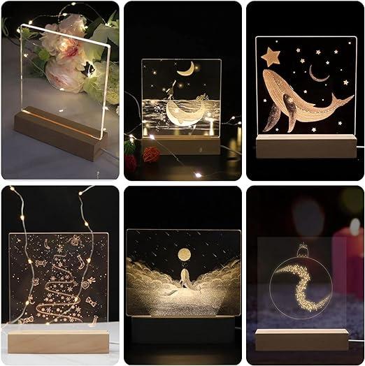 Wooden LED Lights Single White Light Display pedestals , Rectangle Wood Led Lights Display Base for Acrylic Sheet Plexiglass 3D Crystal Glass Resin Art and more size 4 inch to 22 inch