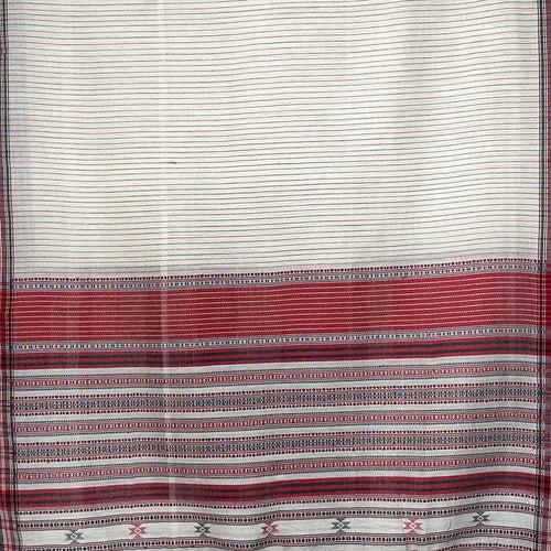 Bhujodi Striped Cotton Stole: Red, Black and White