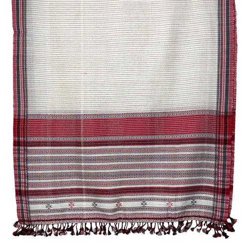 Bhujodi Striped Cotton Stole: Red, Black and White