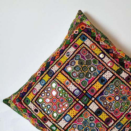 Vintage Vaghad Rajput Vintage Embroidered Chakla Cushion Cover