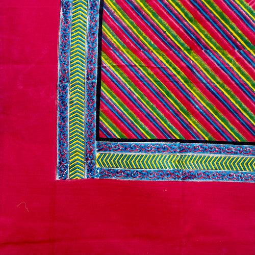 Rani Block Printed Square Tablecloth: Pink