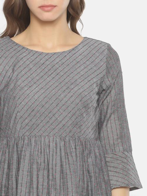 Bell Sleeve Dress - Grey