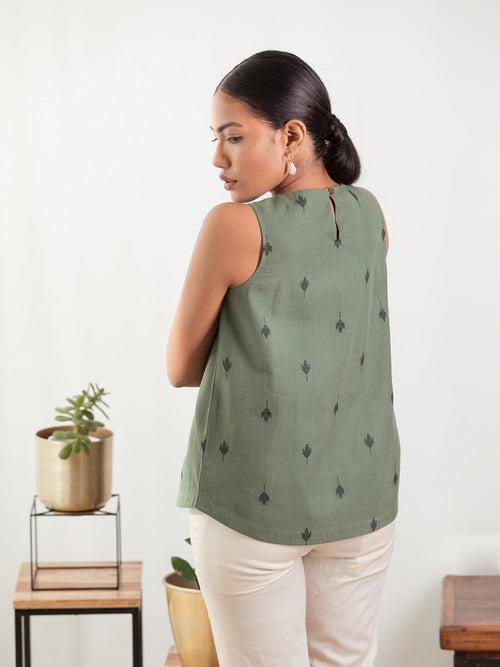 Sleeveless Pocket Top - Green