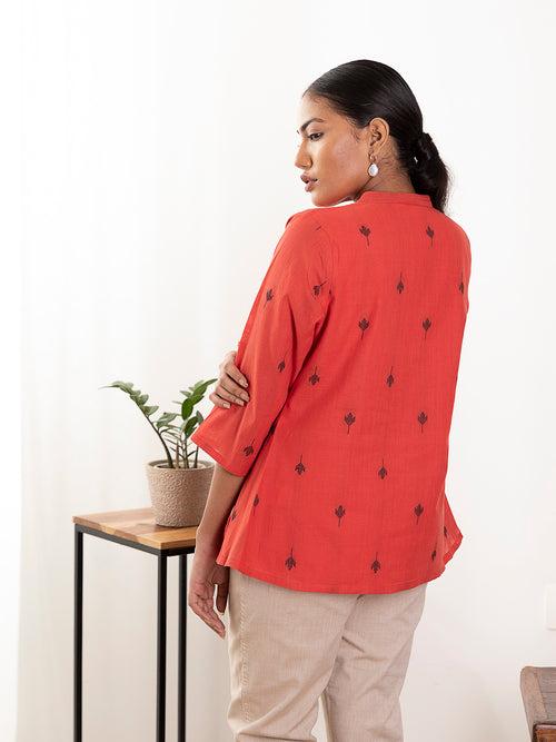 Red Pintuck Top