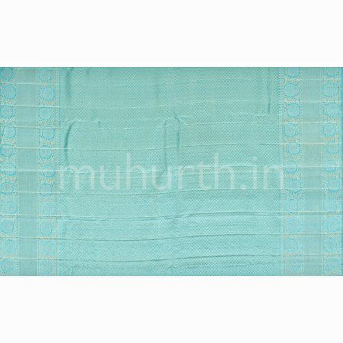 Kanjivaram Sampanga Yellow Silk Saree with Sea Green