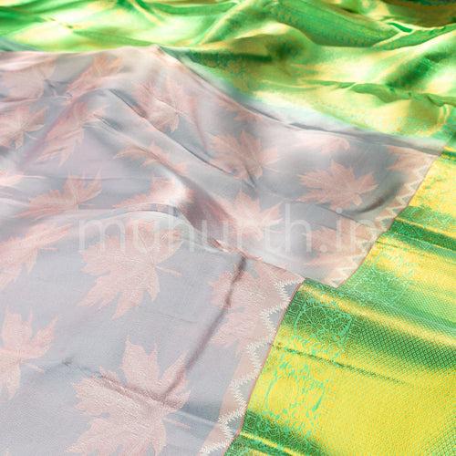 Kanjivaram Light Pink & Ananda Silk Saree with Tiratchai Green