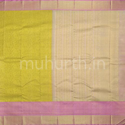 Kanjivaram Tissue Mustard Silk Saree with Pink