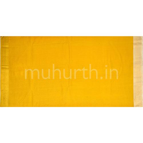 Kanjivaram Lavender Silk Saree with Off-White & Mustard