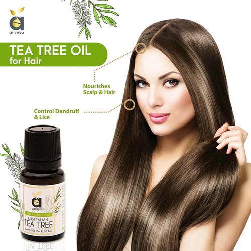 Anveya Australian Tea Tree Essential Oil, 100% Natural & Pure, 15ml, For Acne, Face, Skin & Hair