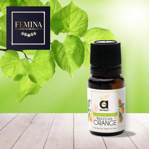 Anveya Orange Essential Oil, 100% Pure, 15ml, For Skin, Acne, Lips and Diffuser