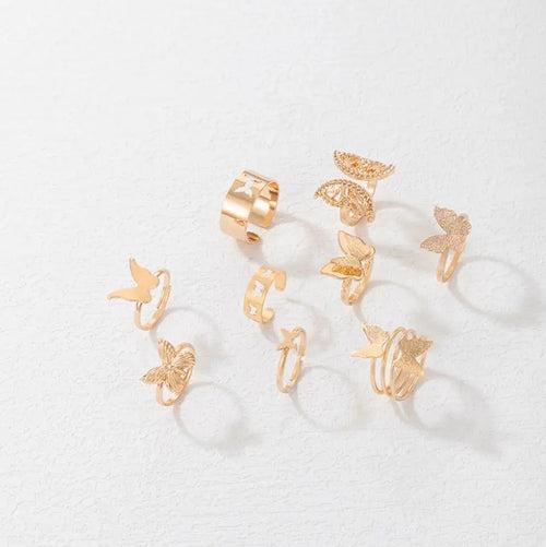 9 Pcs Butterfly Stackable Rings