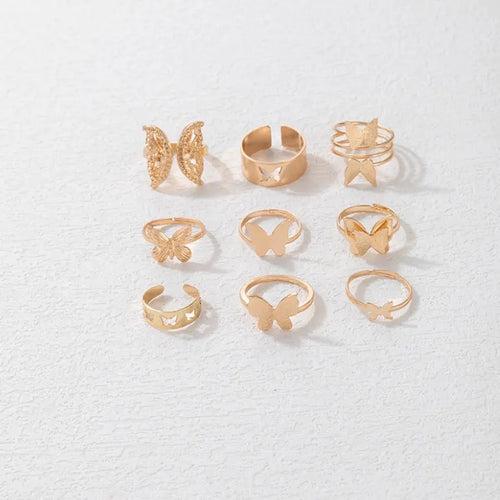 9 Pcs Butterfly Stackable Rings