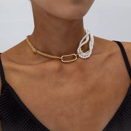 Chunky Pearl & Thick Twist Chain Choker