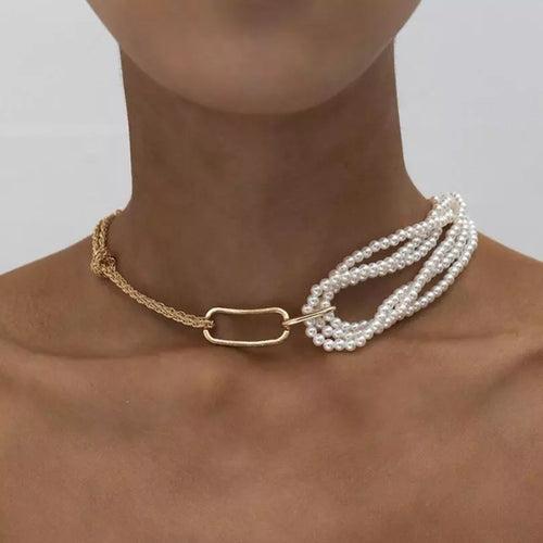 Chunky Pearl & Thick Twist Chain Choker