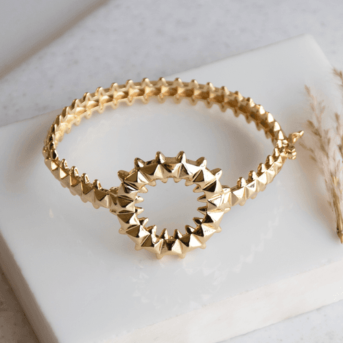 Halo Spire Golden Bangle