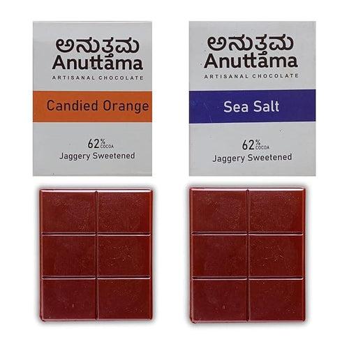 ANUTTAMA Mini Bars | 10 Assorted Chocolate Bars | Classic Plain | Handmade Chocolate | Natural Chocolate Bar | Chocolates Gift Pack Hamper | Vegan Chocolate | Chocolate Box (20gm x 10)