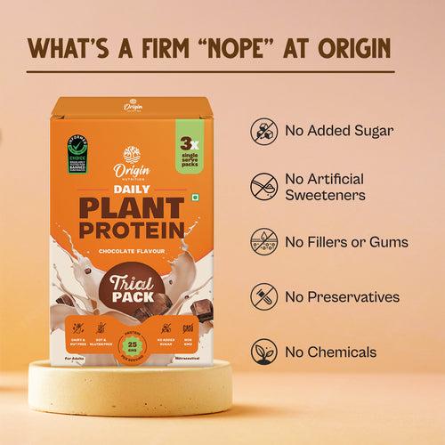 Origin Nutrition Plant Protein Chocolate Trial Pack - 100% Natural | 25g of Protein per sachet | Perfect for Beginners | No Added Sugars | Suitable & Convenient for All Diets (Chocolate)