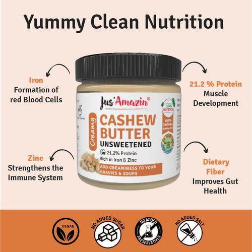 Jus Amazin Creamy Cashew Butter - Unsweetened 200g