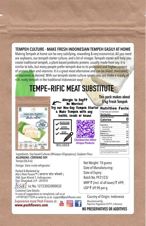 Alla's Posh Flavors Soy Tempeh Starter Culture 5X2g | Makes 5kg Fresh Tempeh