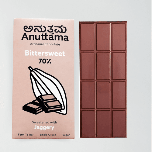 ANUTTAMA Dark Chocolate | 70% Cocoa | Natural Jaggery Sweetened | Dark Chocolate Bar | No Artificial Flavours and Colors | Natural Chocolate Bar ( 50g Pack of 1)