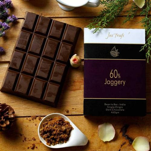 Jus'trufs Artisanal 60% Dark with Jaggery Chocolate Bar (460 gm)