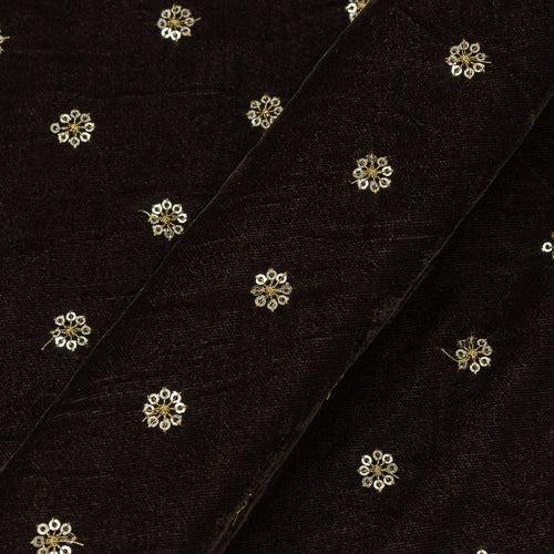 Velvet Brown Colour Tikki Embroidered 43 Inches Width Fabric Cut of 0.80 Meter