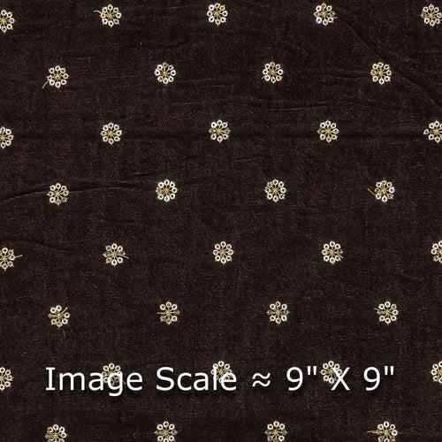 Velvet Brown Colour Tikki Embroidered 43 Inches Width Fabric Cut of 0.80 Meter