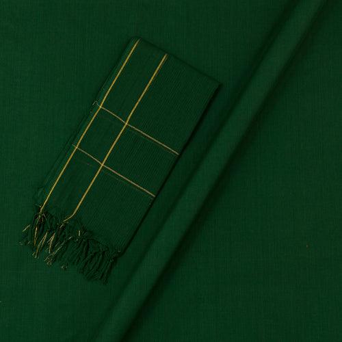 Two Pc Set Of South Cotton Bottle Green Colour Assorted Dupatta and Bottom Washed Fabric