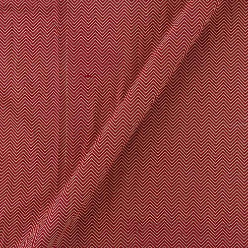 Cotton Red Colour Chevron Print 43 Inches Width Fabric Cut Of 0.40 Meter