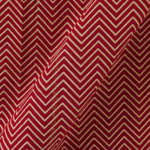 Cotton Red Colour Chevron Print 43 Inches Width Fabric Cut Of 0.40 Meter