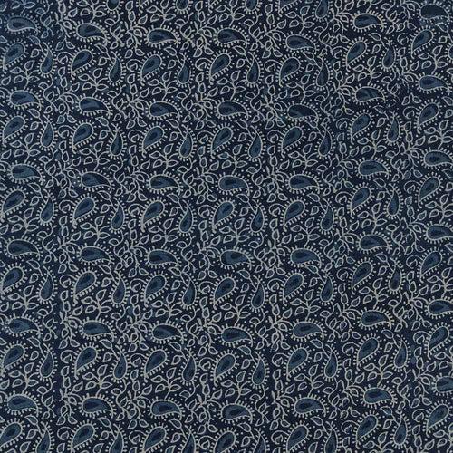 Natural Indigo Dye Paisley Block Print on 43 Inches Width Cotton Fabric Cut Of 0.55 Meter