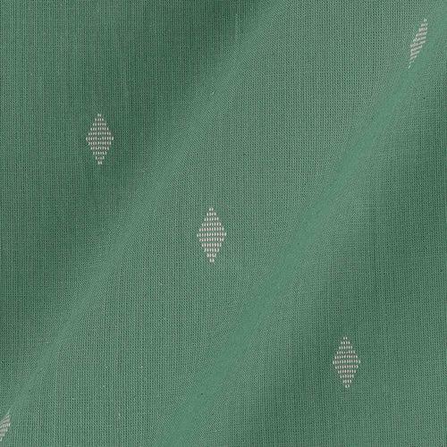 Cotton Jacquard Butti with One Side Border Laurel Green Colour 43 Inches Width Fabric