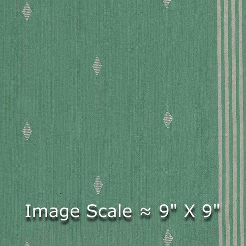 Cotton Jacquard Butti with One Side Border Laurel Green Colour 43 Inches Width Fabric