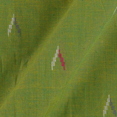 Cotton Jacquard Butta Parrot Green X Yellow Cross Tone 43 Inches Width Fabric