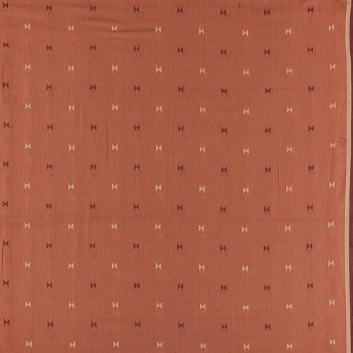 Cotton Jacquard Butta with One Side Plain Border Peach Colour 43 Inches Width Fabric