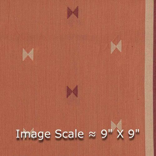 Cotton Jacquard Butta with One Side Plain Border Peach Colour 43 Inches Width Fabric