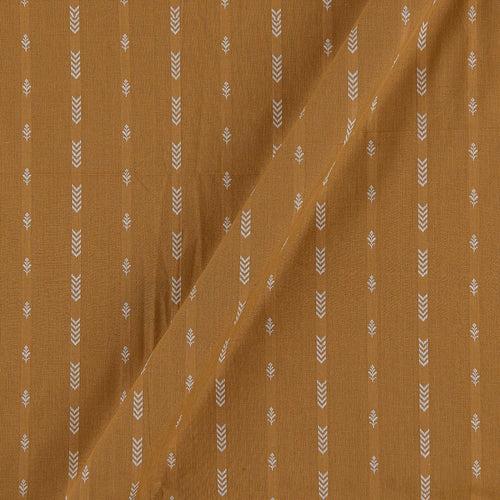 Cotton Jacquard Butti Dark Beige Colour 43 Inches Width Washed Fabric