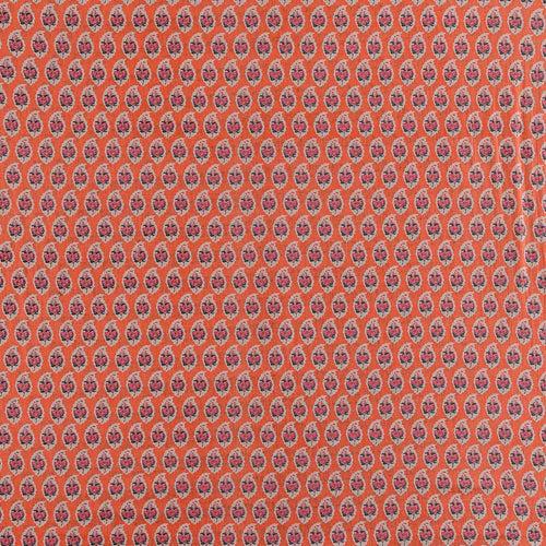 Cotton Mul Peach Orange Colour Floral Print 43 Inches Width Fabric Cut Of 0.80 Meter