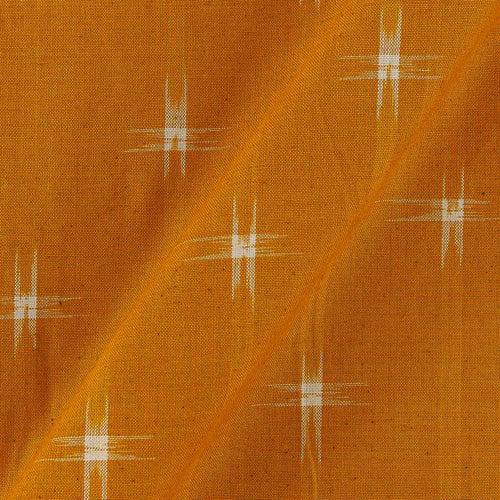 Handloom Cotton Mustard Orange Colour Double Ikat Fabric