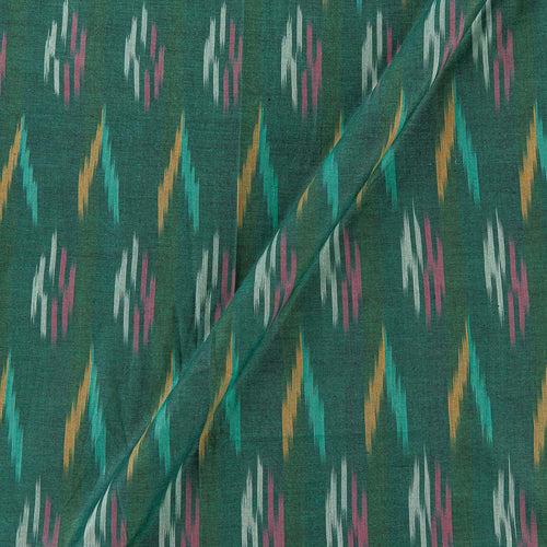 Cotton Rama Green Colour  43 Inches Width Bhagalpuri Ikat Washed Fabric Cut of 0.75 Meter