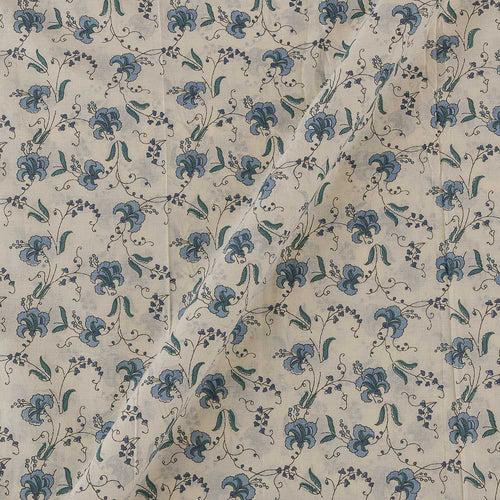 Cotton Cream White Colour Floral Jaal Print 43 Inches Width Fabric Cut Of 0.50 Meter