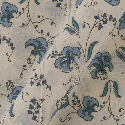 Cotton Cream White Colour Floral Jaal Print 43 Inches Width Fabric Cut Of 0.50 Meter