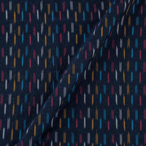 Cotton Ikat Midnight Blue X Black Cross Tone 43 Inches Width Washed Fabric Cut Of 0.70 Meter