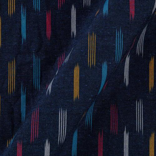 Cotton Ikat Midnight Blue X Black Cross Tone 43 Inches Width Washed Fabric Cut Of 0.70 Meter