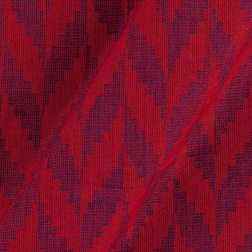 Cotton Self Jacquard Red Blue Two Tone Geometric Pattern 43 Inches Width Fabric