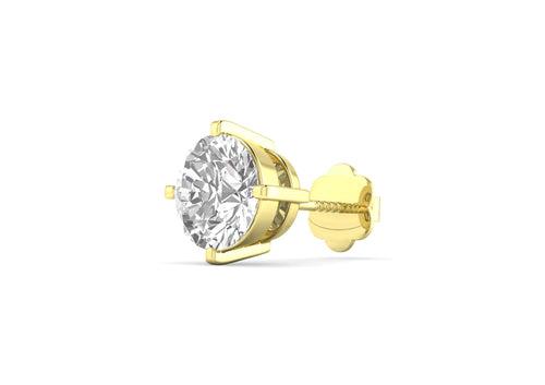 Round Solitaire CZ Ear Stud for Him (Gold) (1 Pc Only)